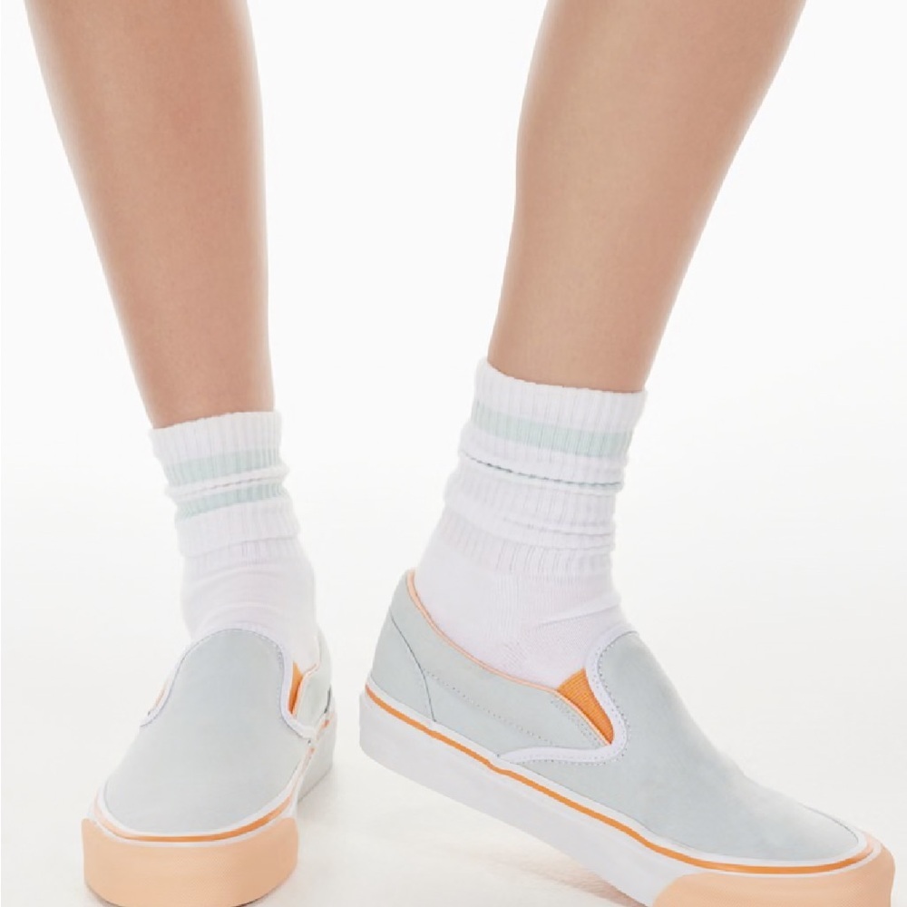 Vans x TNA Canvas Slip-Ons in Sky Blue and Peach size 6